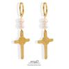 Women's Stainless Steel Cross Pearl Retro Long Earrings