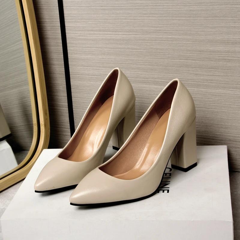 New High Heel Shoes Pointed Shallow Patent Leather High Heels Fashion Elegant Shoes Women Thin Heel Platform Work Shoes Pumps