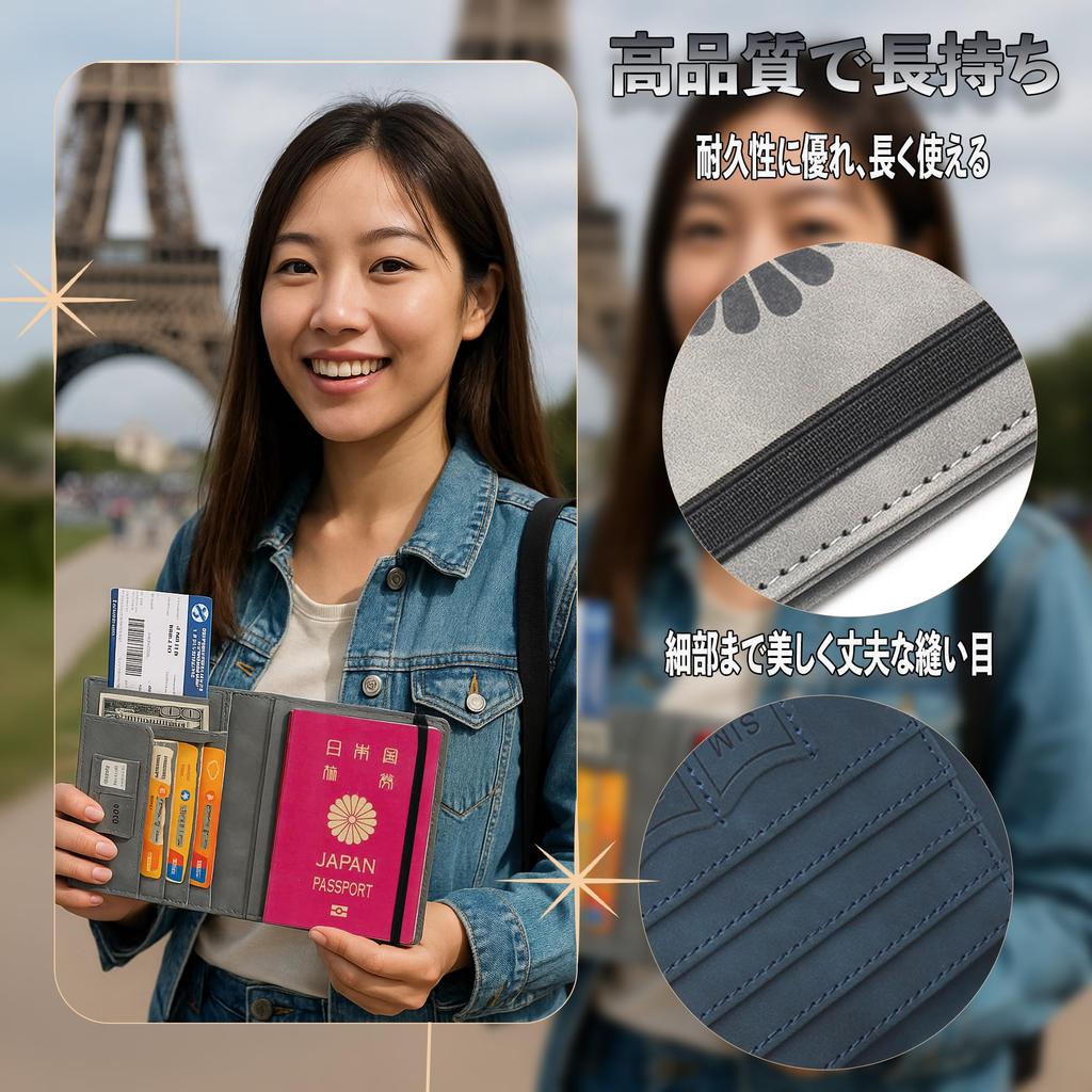 Passport Card Multifunctional Storage Passport Premium PU Domestic and International Travel Accessories [MOTOR KANTO] Case, Anti-Skimming, Case,