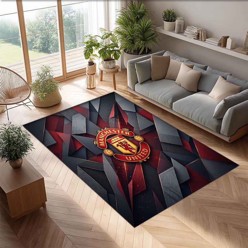 Tappeto in Flanella Stampato Manchester United Antiscivolo Morbido Poliestere Tappeto per Pavimento Tappetino Decorativo per Interni per Camera da Letto Soggiorno Divano