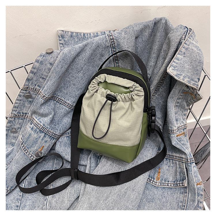 Drawstring Shoulder Single Crossbody Bag Small Square Handbag Outdoor Travel