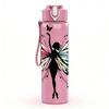 1PC Fairy Girl Butterfly Wings Floral Silhouette 750ml Color Plastic Sports Water Bottle Leakproof Flip Straw Lid Suitable for Sports Office Home Use