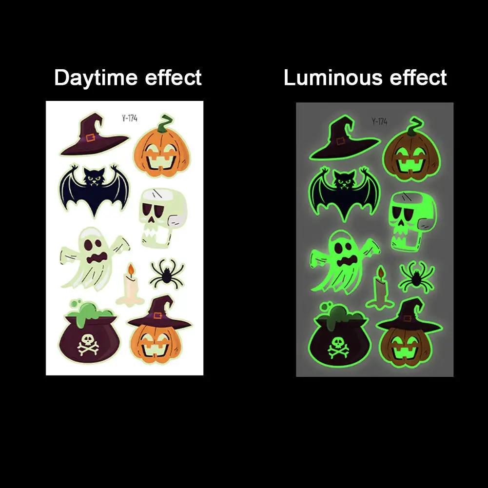 Spider Temporary Tattoo Sticker Realistic Waterproof Design Semi-Permanent Glow-in-the-darkScary Fake Tattoo for Halloween