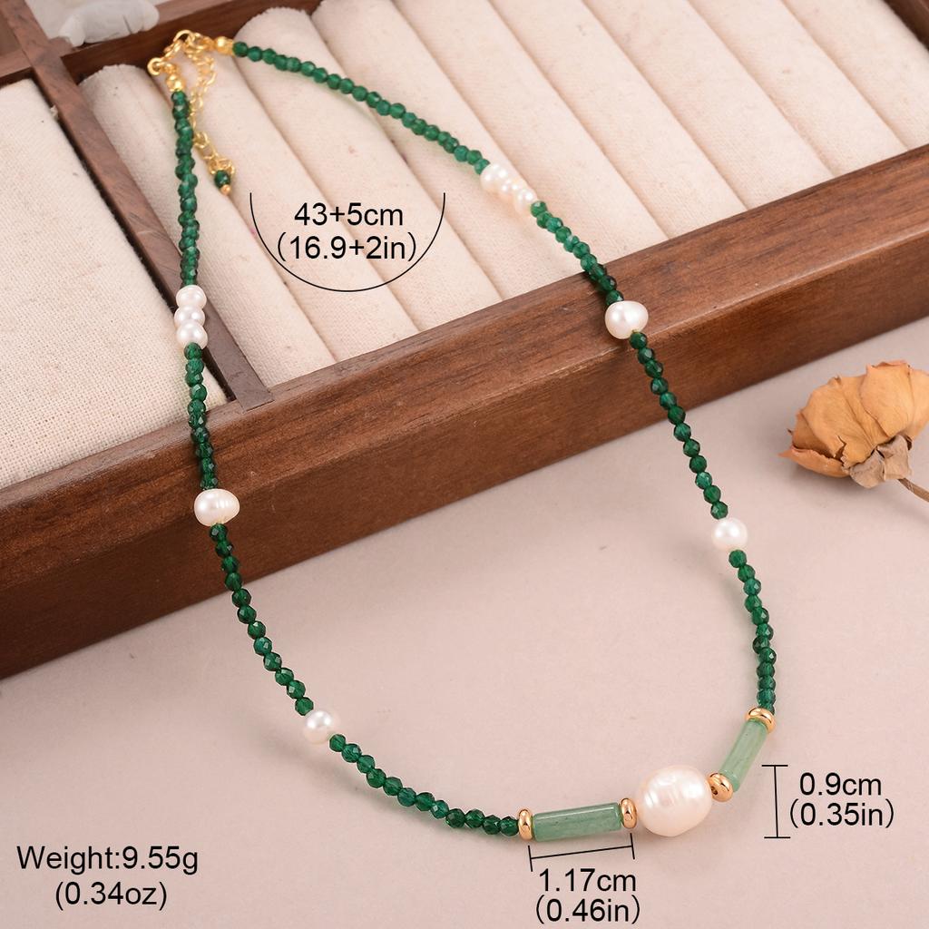 Simple Small Fresh Love Geometric Necklace Summer Versatile Beaded Dopamine Neck Chain Fashionable New Collarbone Chain Women