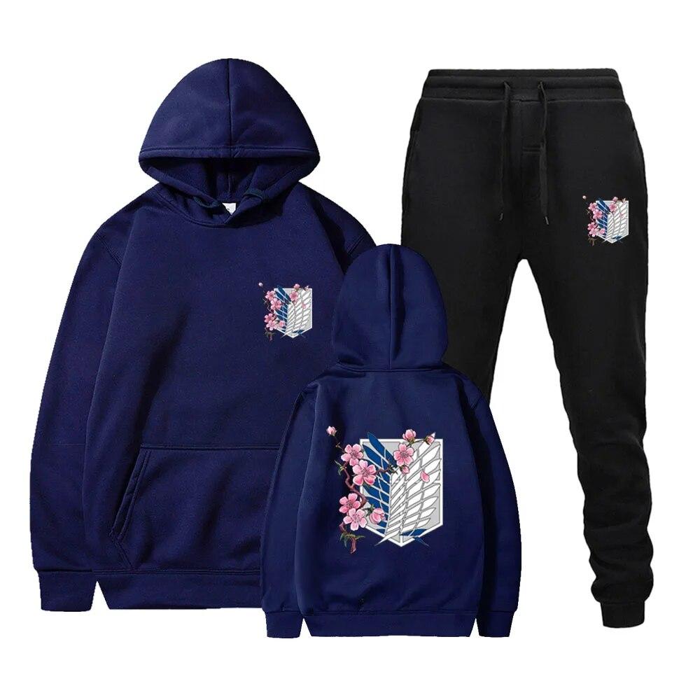 Podzimní a zimní pánská a dámská souprava kalhot s kapucí se vzorem předhrudí Sada kalhot s kapucí s potiskem pro neformální páry z ulice