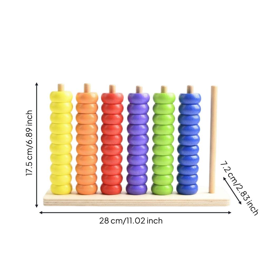 Rainbow Bead Abacus Wood Finish Wooden Toy Textured