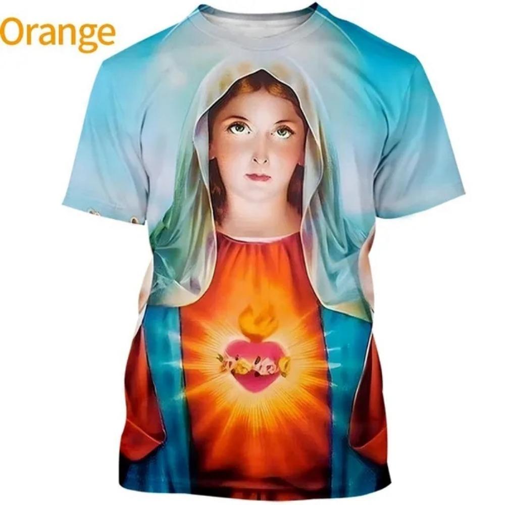 Camiseta 3DT Estampa Digital Cruz de Jesus Casual Gola Redonda Manga Curta Masculina
