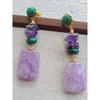 Original Designer European and American Amethyst, Purple Jade, Malachite Original Natural Gemstone Earrings, Handmade Ear Studs and Ear Accessories