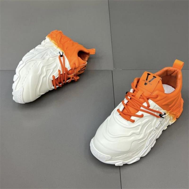 Men's Summer and Autumn Dad Shoes Thick-soled Leather Casual Shoes Gradient Student Shoes