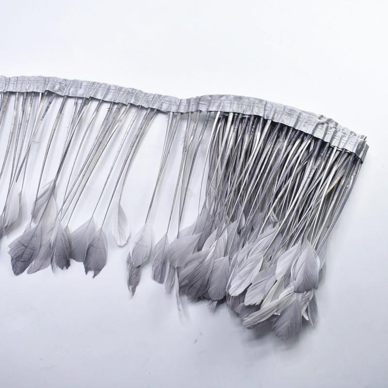 2Yards Dyed Stripped Coque Goose Feathers Trims Feather Trim White Feathers For Crafts Ribbon Wedding Feathers Decoration Plumas