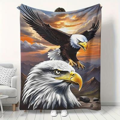 Eagle-Inspired Throw Blanket - Vibrant Digital Print, Ultra-Soft & Warm, Perfect for Bed, Sofa, or Travel, Ideal Gift for Birthd
