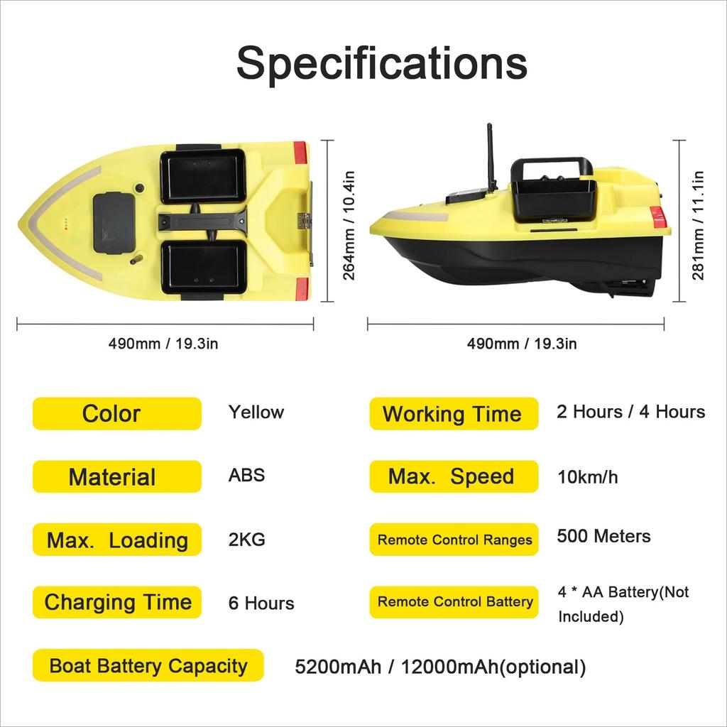 2026 V020 Barca da Esca Intelligente GPS per la Pesca Barca da Esca con Telecomando 500m Motore Doppio Sonar per Pesci Supporto Crociera Automatica/Ritorno/Correzione Rotta