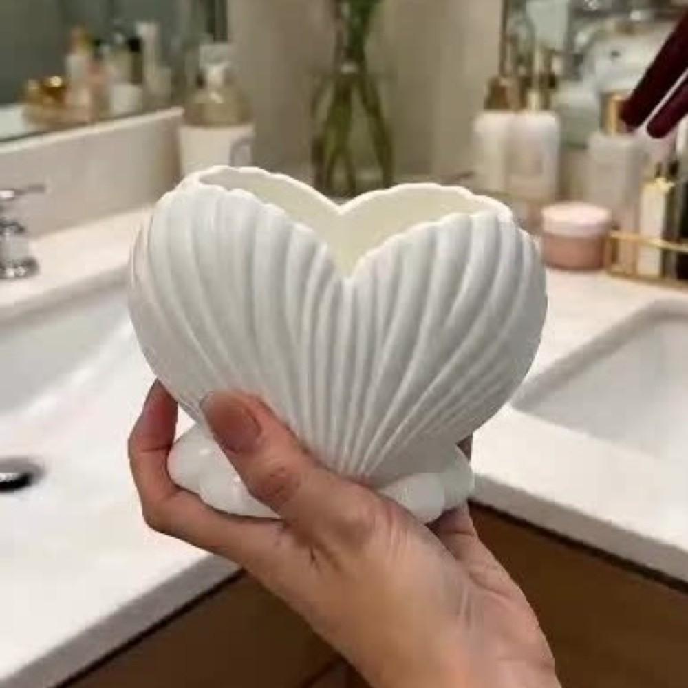 Coastal Style Shell Shape Toothpaste Toothbrush Holder Aesthetic Pen Storage Holder Desk Use