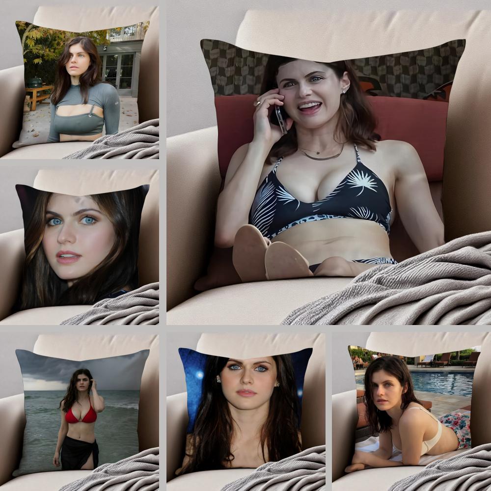 Hollywood Beauty AAlexandra Daddario Cushion Cover Throw Pillow Cover Hidden Button Durable Polyester Chair Cushion