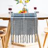 Retro Table Runner Elegant Hand Woven Cotton Linen Dining Table Runner with Tassels for Wedding Home