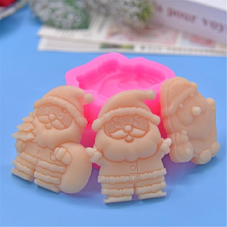 3Pcs Christmas Series Silicone Mold Santa Clauses Baking Tools Mould Ornaments