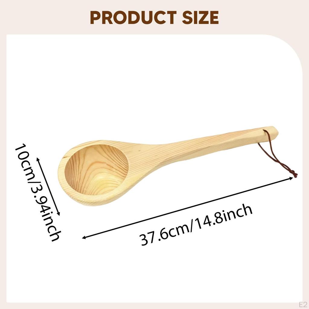 Sauna Ladle Wood Spoon Long Handle Handmade Versatile Practical Water Dipper for Bath