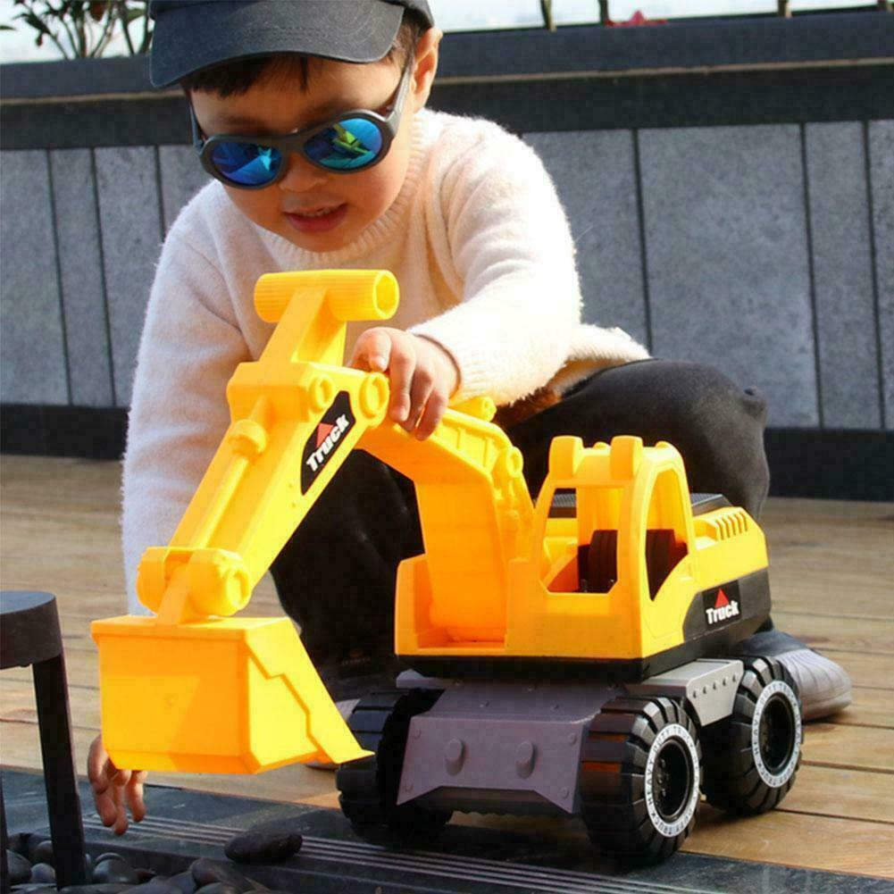 Bright Yellow Engineering Construction Truck Excavator Digger Vehicle Car Toy For Kids