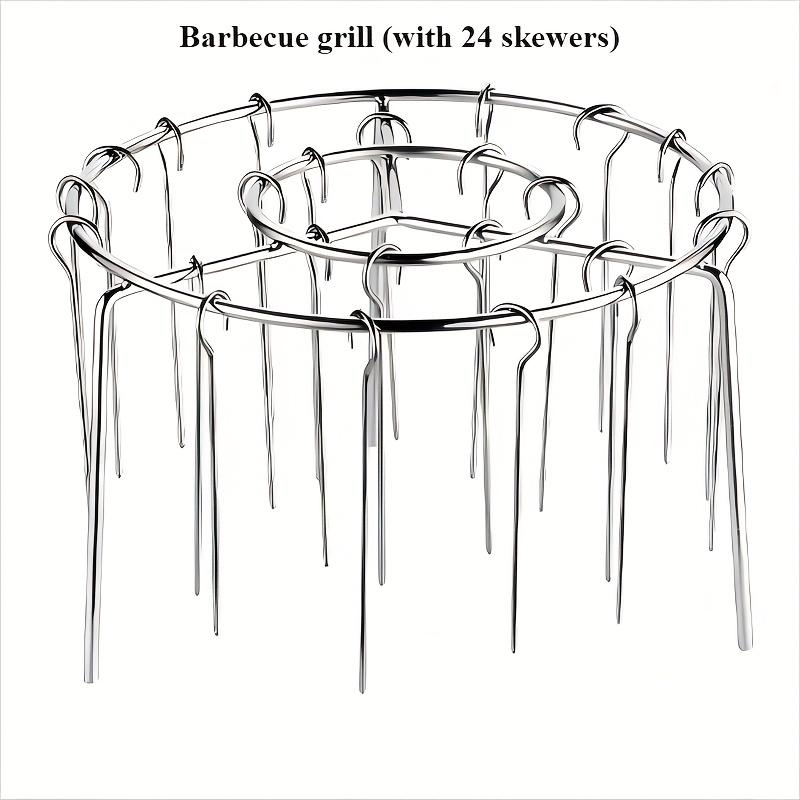 

12/24/36 Шампур+ Гриль-аэрофритюрница - Вертикальная конструкция с несколькими иглами, Не требует переворачивания, Нержавеющая сталь, Идеально для дома, кемпинга, пикников, Рождества 25pcs