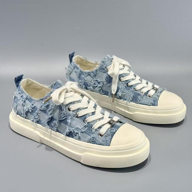 Fashion Fashion Blue Men's Canvas Sneakers Low Cut Checked Designer Shoes Man Street Platform Skateboard Shoes For Man zapatillas hombre