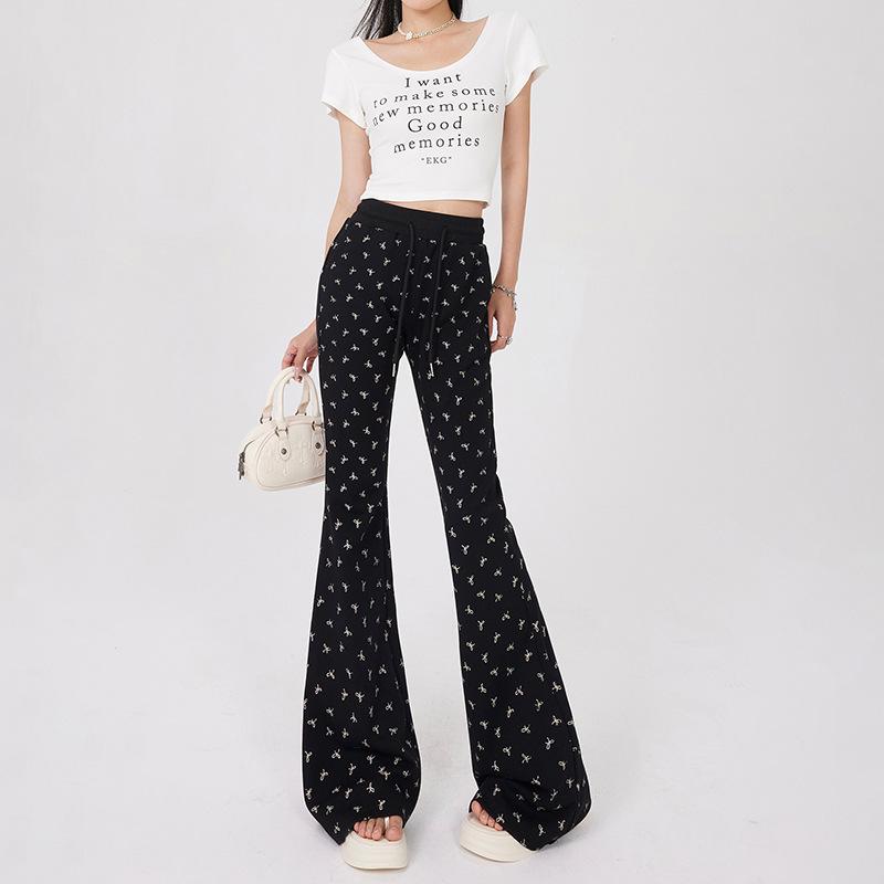 2024 Women's High-Waisted Bowknot Flared Casual Pants - New Summer Loose Slim Wide-Leg Style