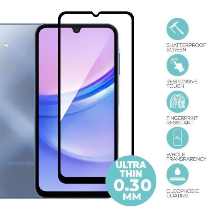 Verre Trempé Intégral pour Samsung Galaxy A15 4G-5G Vitre Protection Lot-3