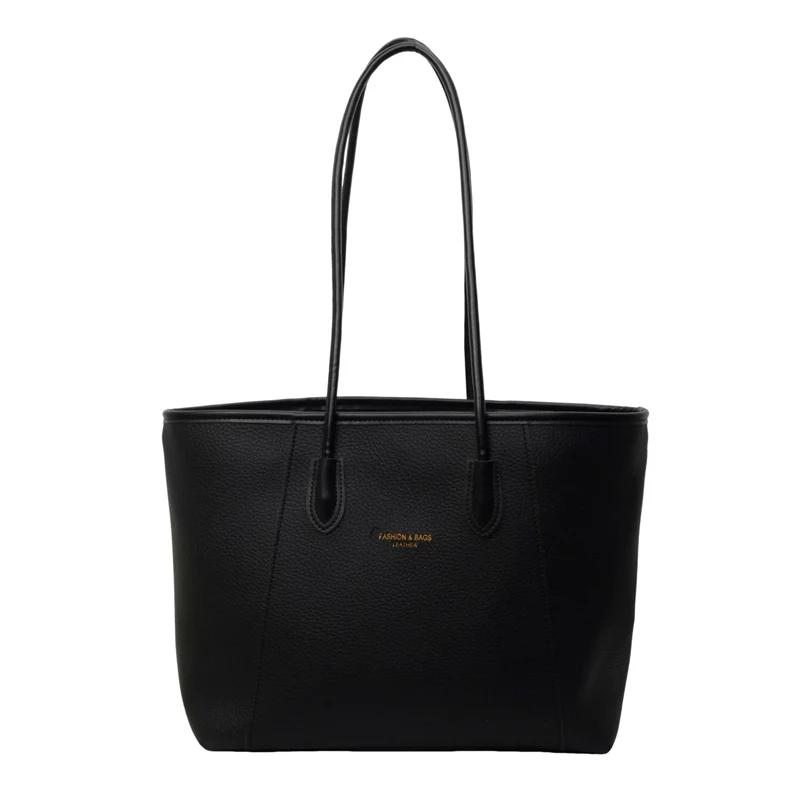 Women's large capacity PU shoulder bag monochromatic stitching bag casual totes