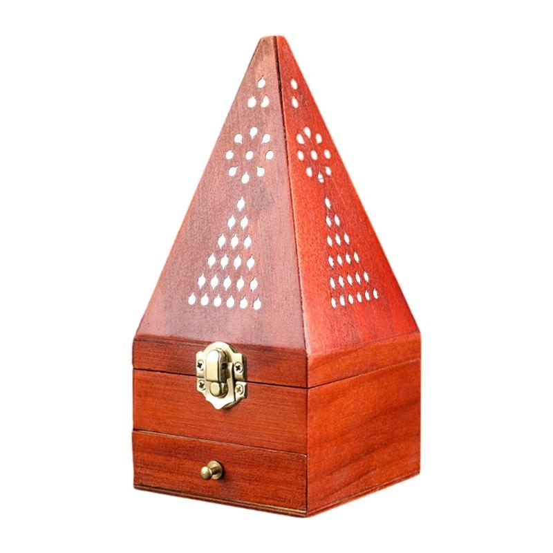 

Handmade Wood Box Pyramid Diffuser Decoration Aromatherapie Box With Intricate Carvings For Home Office Decoration