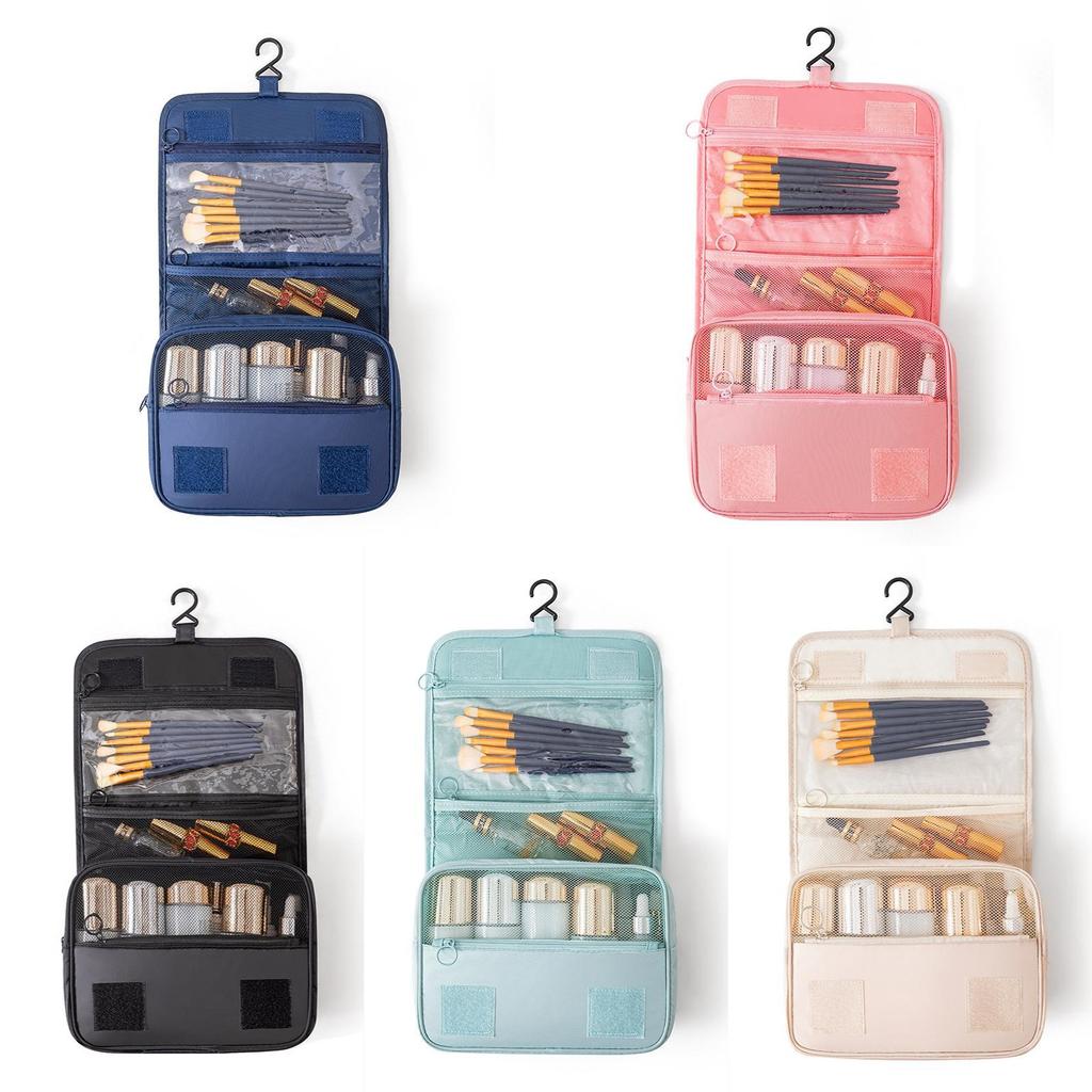 Large Capacity Foldable Portable Travel Toiletry Bag Hanging Organizer with Multiple Compartments for Cosmetics and Accessories Storage