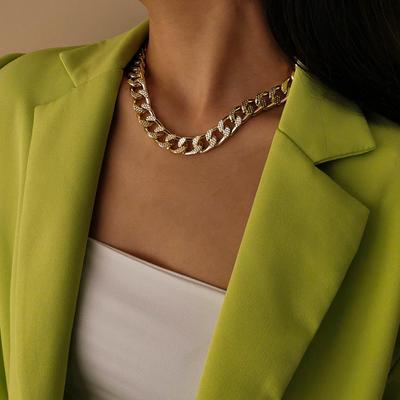 Collier Ras-du-cou Cubain de Haute Qualité Collares Punk Vintage Maillons Épais et Massifs Chaîne en Aluminium pour Femmes Accessoires de Bijoux du Nouvel An