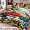 Custom Name Text 3Pcs Bedding Set Smurfs Duvet Cover And Two Pillowcases