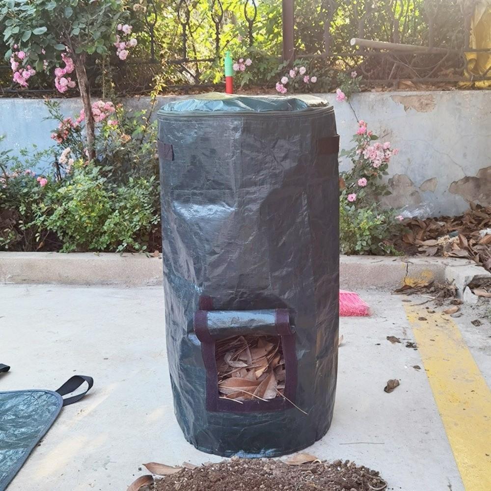 Zippered Lid Compost Bin Bag Sealed Leaf Lawn Bags Gardening Container Outdoor Compost