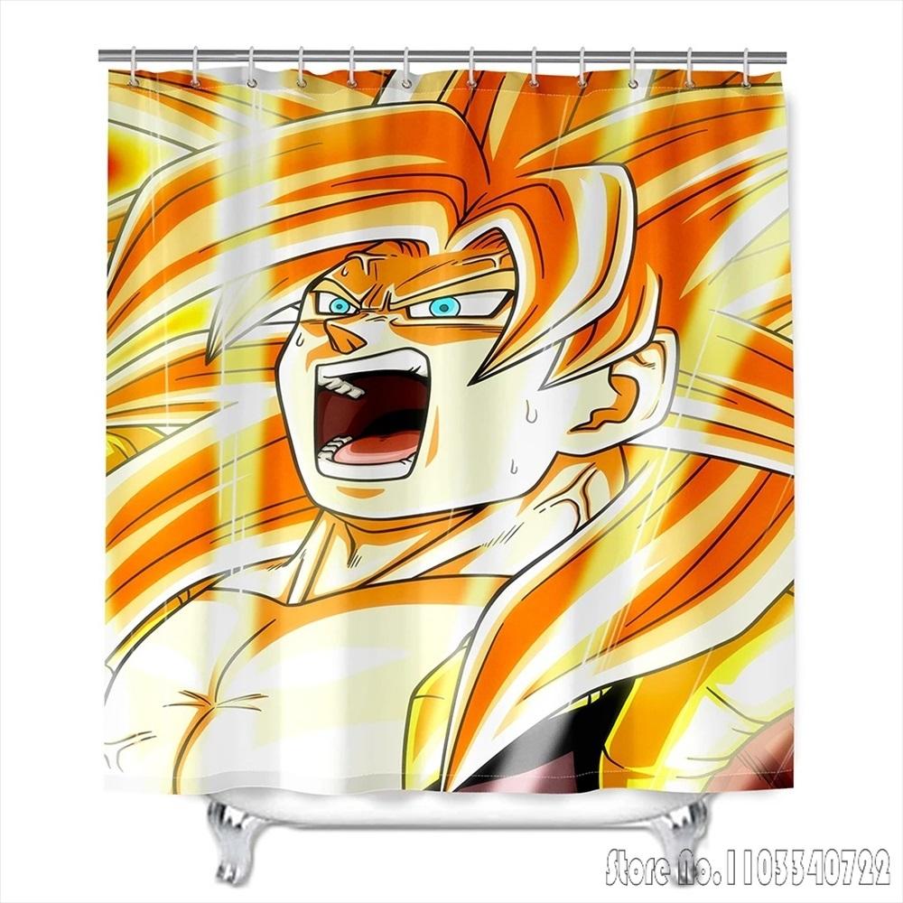 Anime Dragon Ball Burdock Broli Goku Vegeta Iv Bath Shower Curtain Waterproof 3D With Hooks For Kids Bathroom Bathtub Decoration