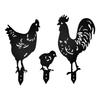 3pcs Garden Decoration Chicken Silhouette Ornament Backyard Lawn Courtyard Silhouette Decor