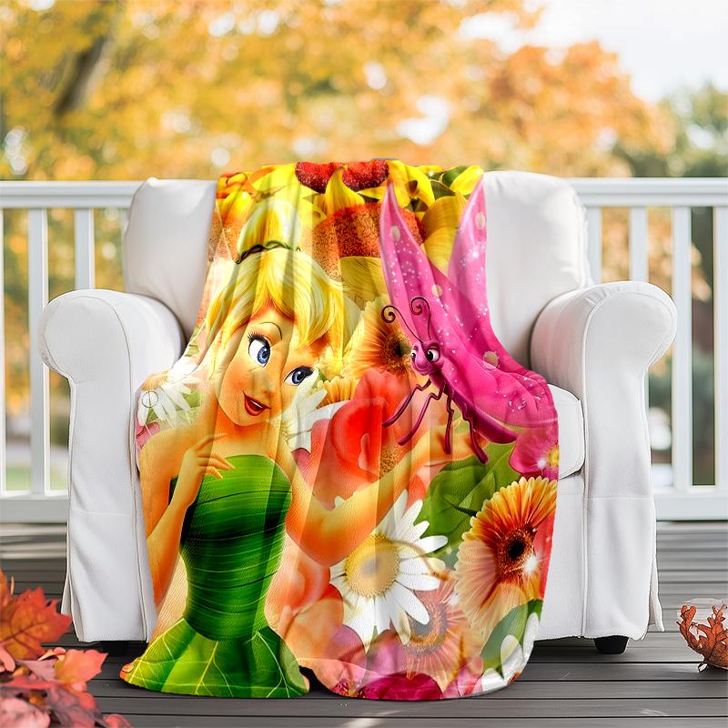 1pc T-Tinkerbell2 Theme Blanket - Digital Print, Polyester, Cozy for All Seasons, Perfect for Outdoor, and Travel