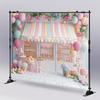 2D Cute Dessert Shop Backdrop, Pastel Macaron Photography Background