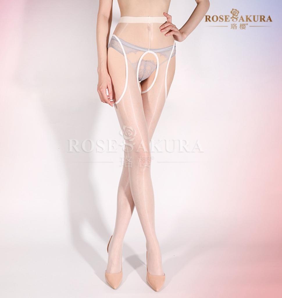 Collant Sexy Serie Aurora 1D Lucidi Trasparenti Seta Elasticizzati Donna Pizzo Intagliato Aperto sui Quattro Lati Cavallo Collant Club Pole Dance