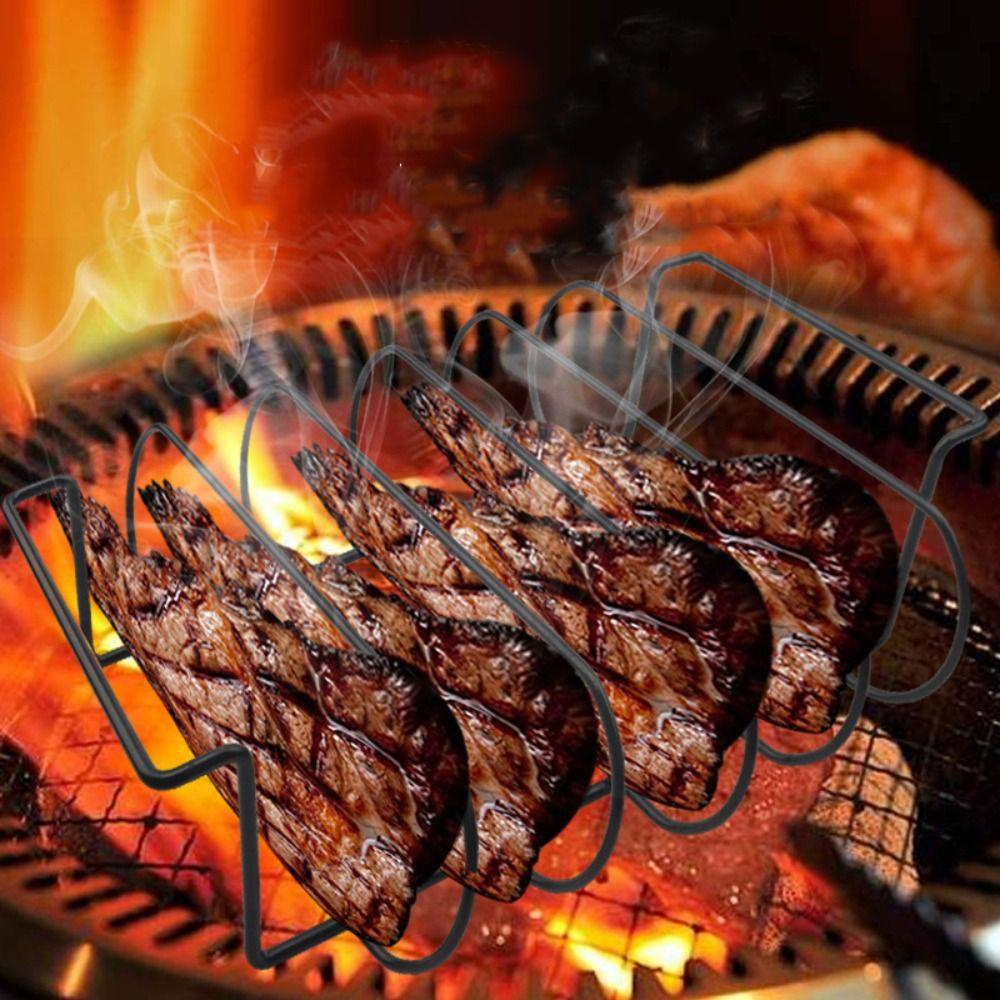 

Non-Stick Steak Rack Portable Ribs Grill BBQ Tools Barbecue Rack Cooking чёрный
