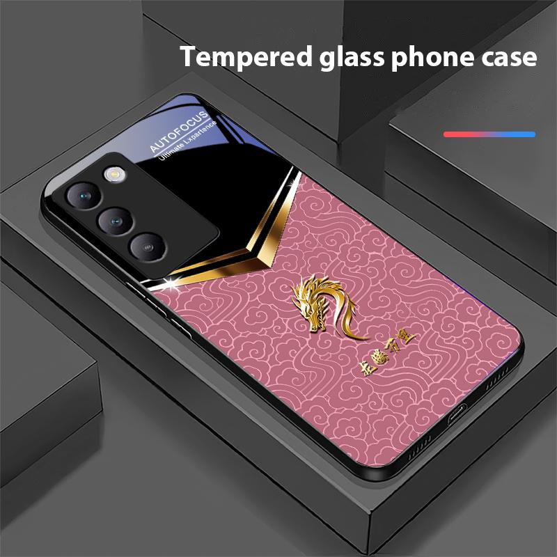 V-förmiger Wasserhahn für Y72 33S 11 03 36 96 Lite 35 16 Iqoo 12 V40 SE 5G 29 40 21 30 X80 Pro Vivo Handyhülle aus gehärtetem Glas Schwarz