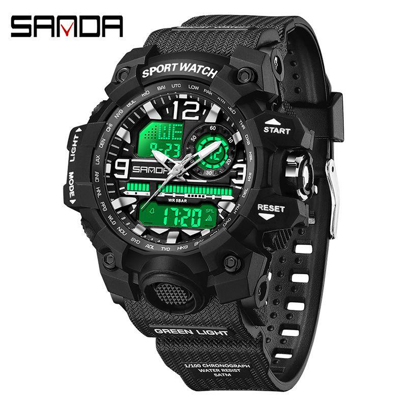 Sanda Youth Fashion Luminous Waterproof Shockproof Alarm Men's Watch