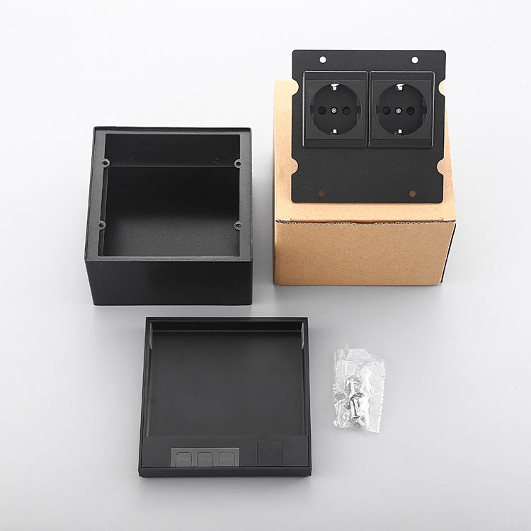 Goldene Edelstahl-Klappdeckel-Bodensteckdosenbox, Deutscher Standard, Reines Flaches Verdecktes Design.