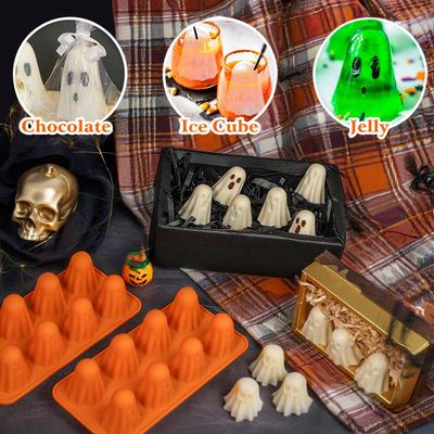 New 3D Reusable Ghost Silicone Mold Halloween Chocolate Moulds Wear Resist Holiday Kitchen Tools for Jelly Chocolate Candy Gummy