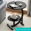 Modern Iron & Wood Side Table: White Marble Top, Storage Shelf, Space-Saving for Bedroom/Living Room, Easy Assembly.