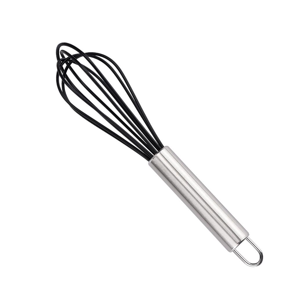 Stainless Steel Silicone Whisk - Handheld Cake Cream Beater Mixer Tool