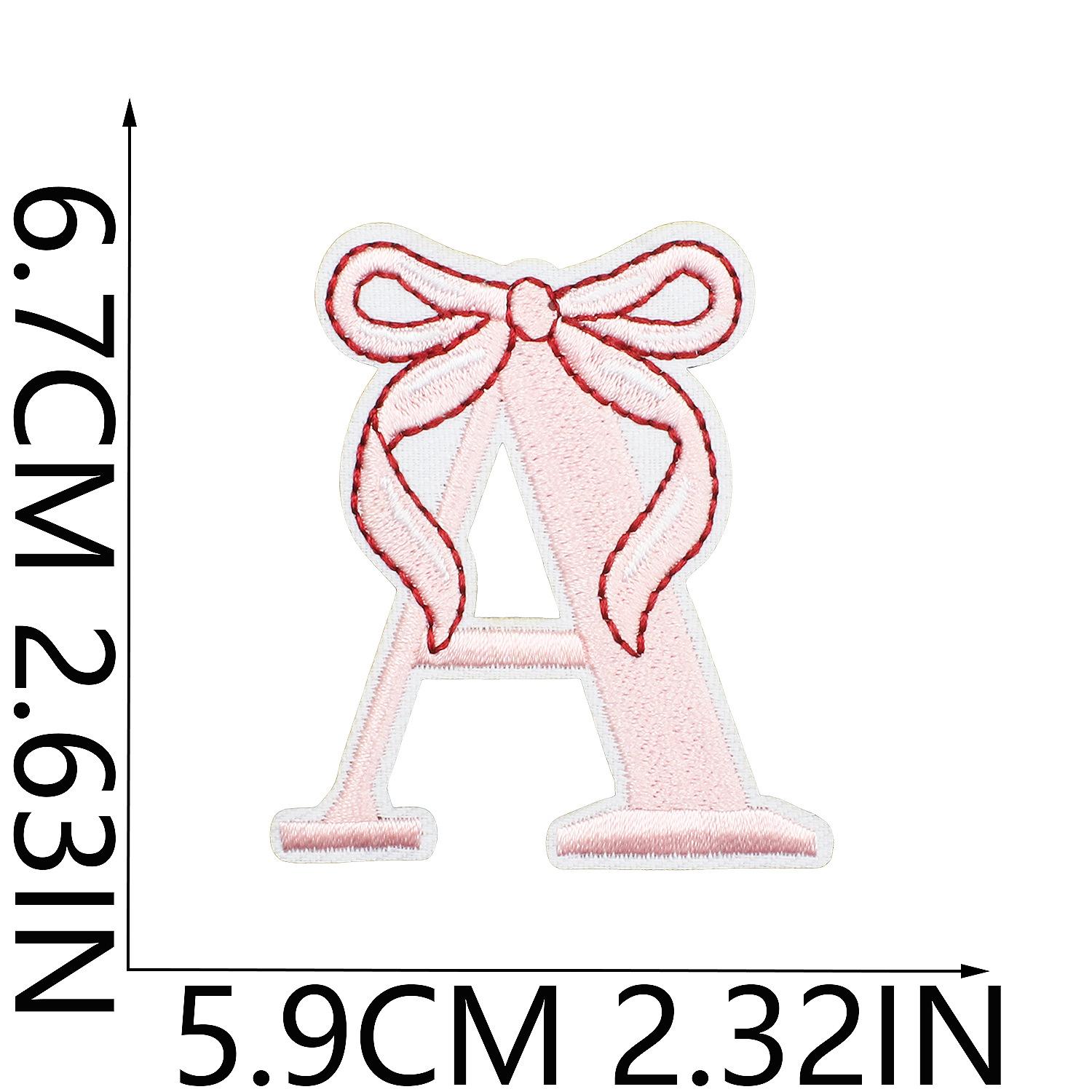 

Bow Hair Accessories Knot Embroidery Patch Sticker 26 English Letters Bag Decorative Cloth Sticker Letter Stamp Embroidery Piece A_3 pieces