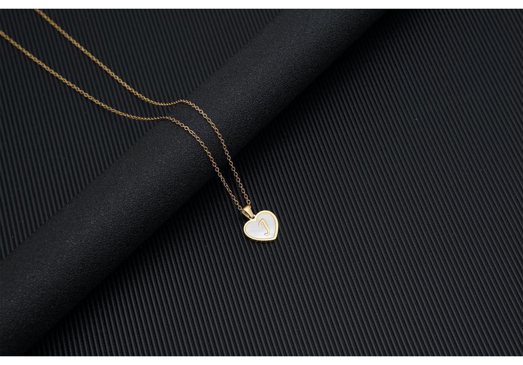 Gold Shell Pendant Necklace with English Alphabet - European & American Trend In Titanium Steel Chain