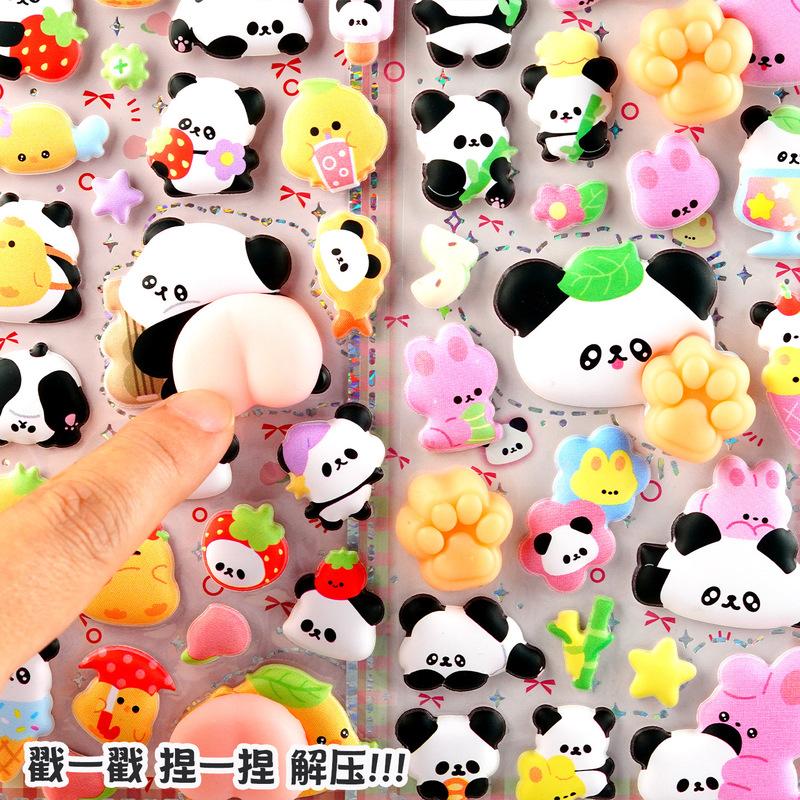 2pcs Panda Soft Butt Sticker 3d Pinch Decompression Toy Diy Phone Case Water Cup Decoration Sticker Hand Account Sticker Gift
