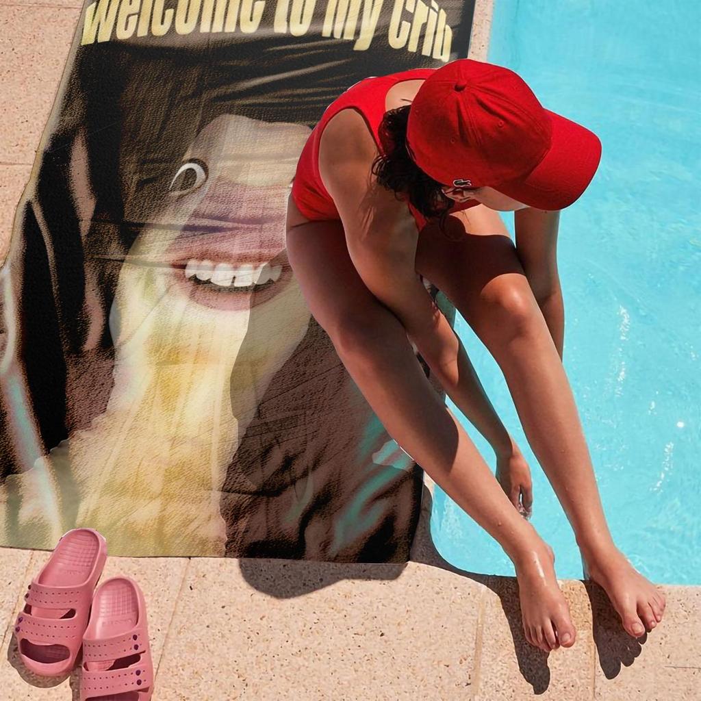 Welcome To My Crib Meme Quick Dry Beach Towel Single Sided 2D Print Soft Microfiber Beach Towel Pool Beach Swim Decor Funny Gift
