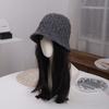 New lazy wind bucket hat women's autumn and winter rhombus knitted hat versatile bag head wool hat cold hat