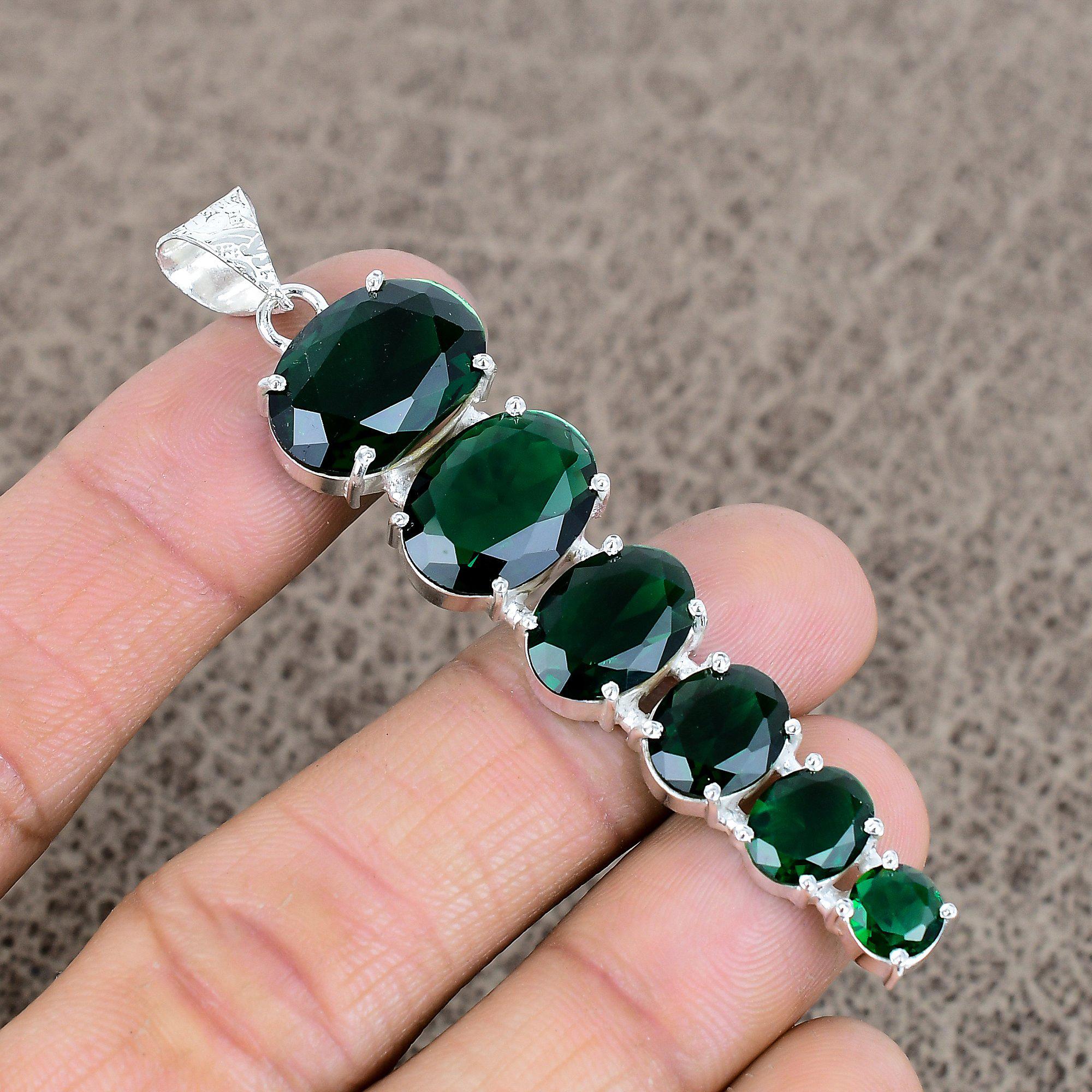 

Chrome Diopside Gemstone Handmade 925 Sterling Silver Jewelry Pendant 3.03 KKG-78